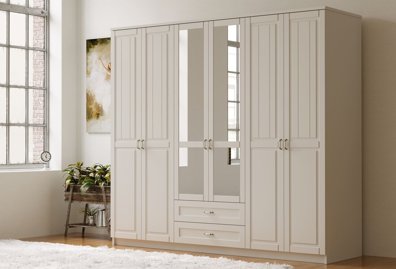 Dulap pentru haine, Hanah Home, Rb-122-01, 210x210x52 cm, Alb mat - imagine 6